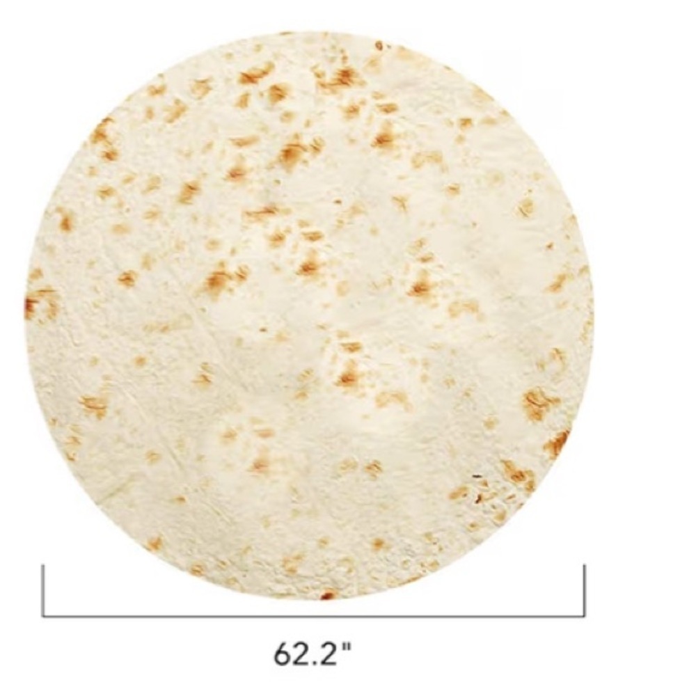 Giant Tortilla Burrito Throw Blanket, Double Sided, Ivory, Brown, 63 inches - Picture 7 of 17
